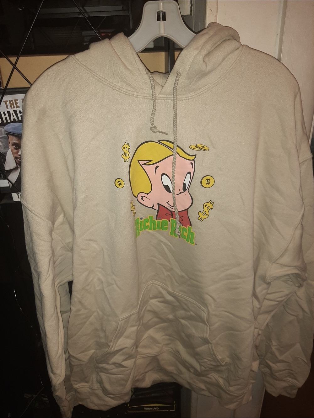Cream Graphic Hoodie Sweatshirt - Richie Rich Design